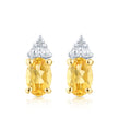 9ct Yellow Gold Citrine and Diamond Stud Earrings