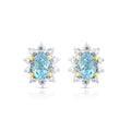 9ct Yellow Gold Blue Topaz and Diamond Cluster Earrings