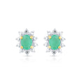 9ct Yellow Gold Emerald and Diamond Cluster Earrings