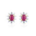 9ct Yellow Gold Ruby and Diamond Cluster Earrings