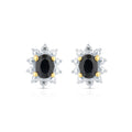 9ct Yellow Gold Sapphire and Diamond Cluster Earrings