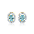9ct Yellow Gold Blue Topaz and Diamond Halo Earrings