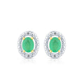 9ct Yellow Gold Emerald and Diamond Halo Earrings