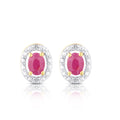 9ct Yellow Gold Ruby and Diamond Halo Earrings