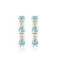 9ct Yellow Gold Blue Topaz and Diamond Huggie Earrings