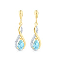 9ct Yellow Gold Blue Topaz and Diamond Infinity Earrings