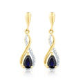 9ct Yellow Gold Sapphire and Diamond Infinity Earrings