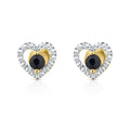 9ct Yellow Gold Sapphire and Diamond Heart Earrings