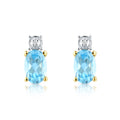9ct Yellow Gold Blue Topaz and Diamond Solitaire Earrings