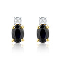 9ct Yellow Gold Sapphire and Diamond Solitaire Earrings