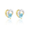 9ct Yellow Gold Blue Topaz and Diamond Heart Earrings