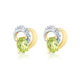9ct Yellow Gold Peridot and Diamond Heart Earrings