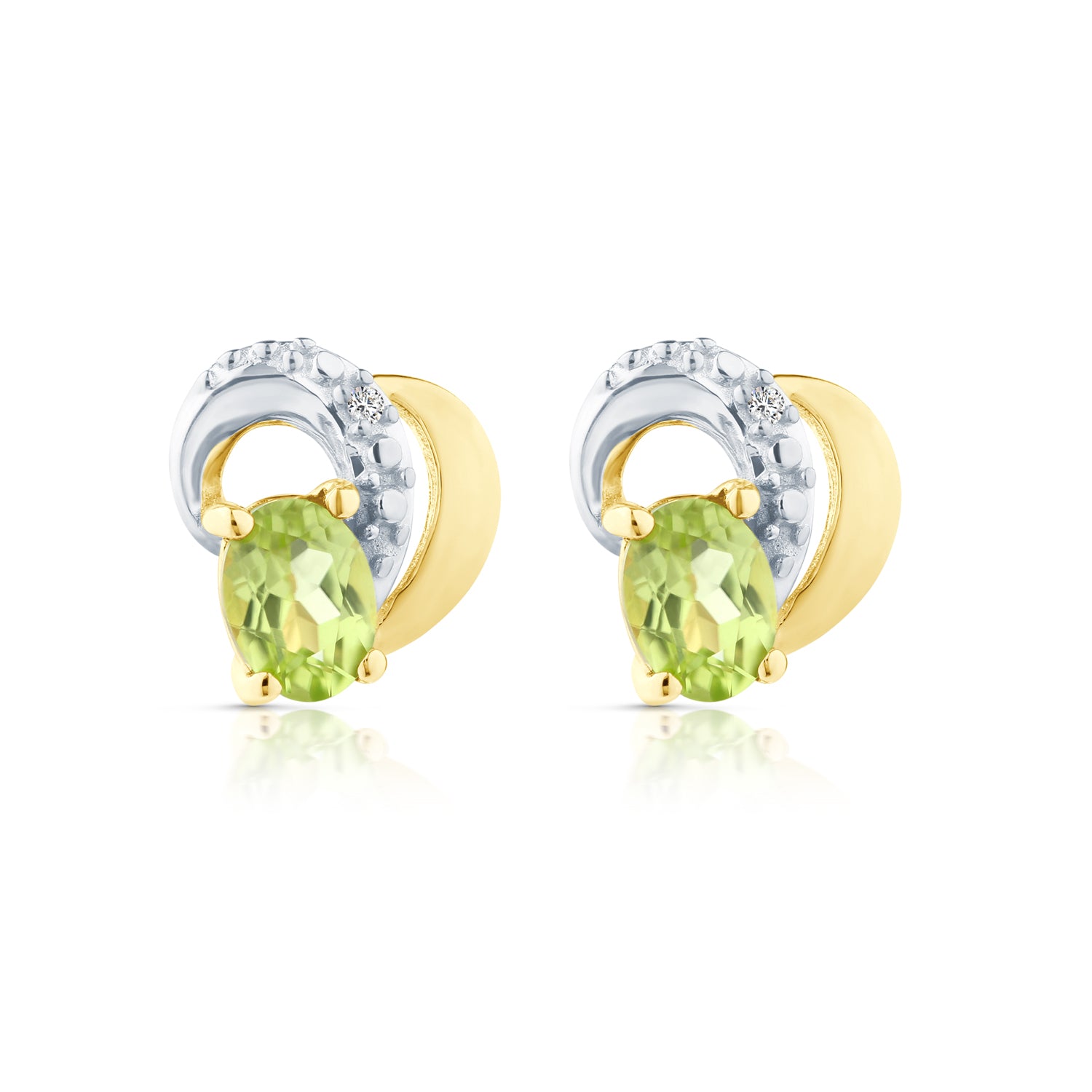 9ct Yellow Gold Peridot and Diamond Heart Earrings