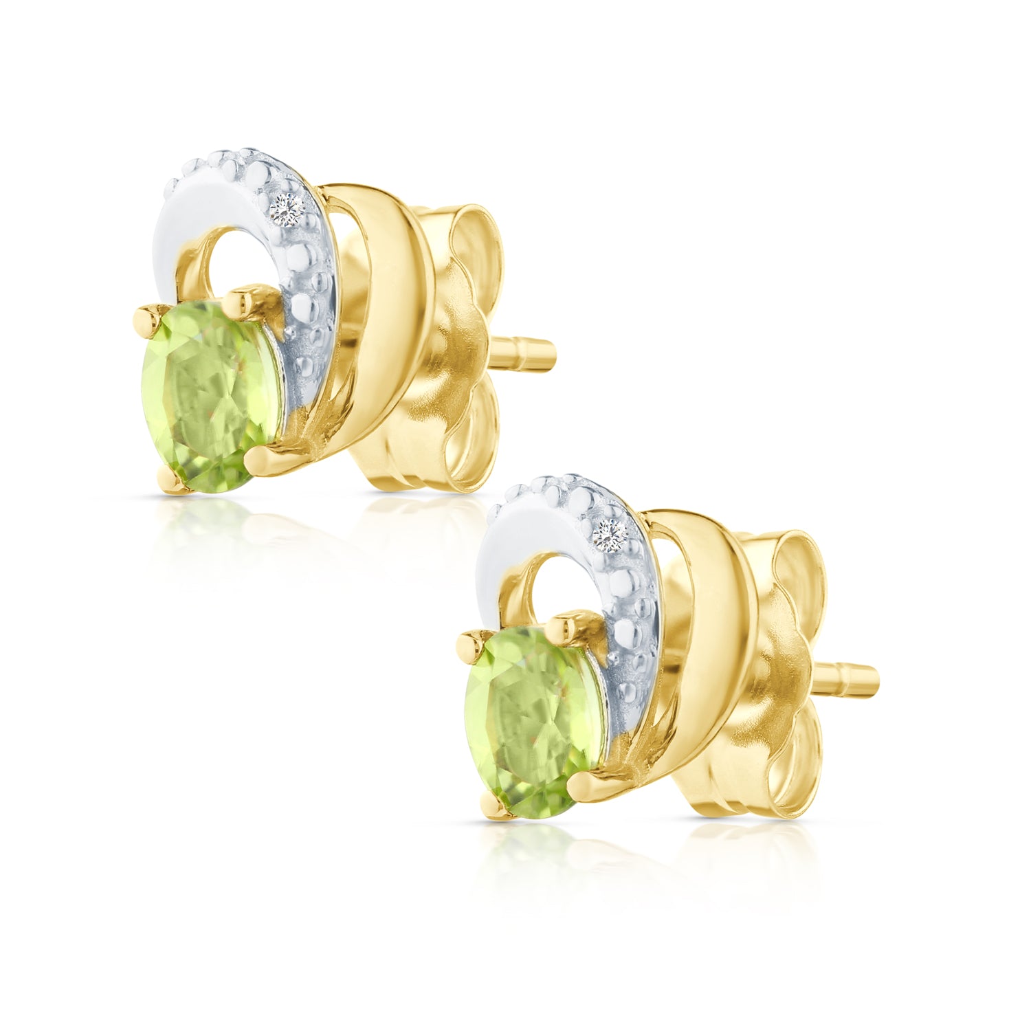 9ct Yellow Gold Peridot and Diamond Heart Earrings