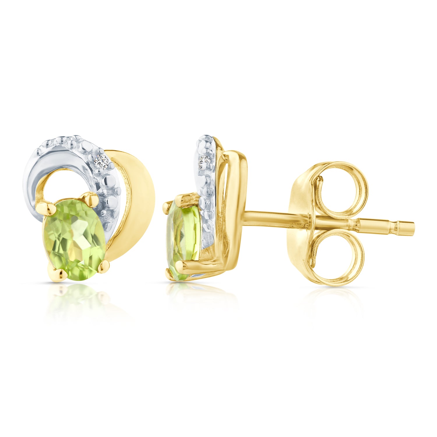 9ct Yellow Gold Peridot and Diamond Heart Earrings