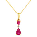 9ct Yellow Gold Pear Ruby and Diamond Pendant