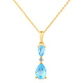 9ct Yellow Gold Pear Blue Topaz and Diamond Pendant