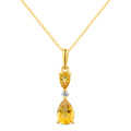 9ct Yellow Gold Pear Citrine and Diamond Pendant