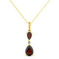 9ct Yellow Gold Pear Garnet and Diamond Pendant