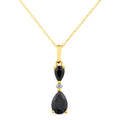9ct Yellow Gold Pear Sapphire and Diamond Pendant