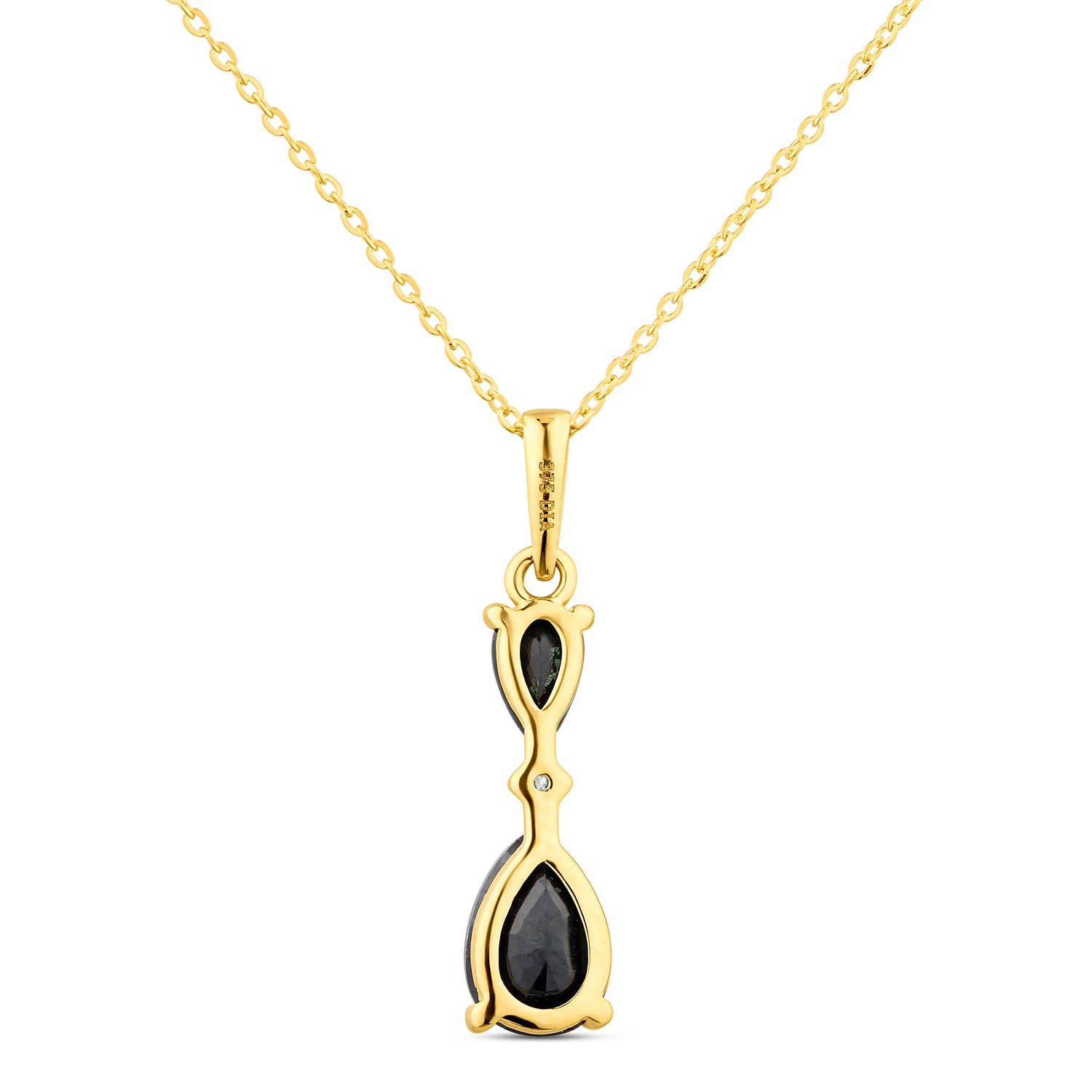 9ct Yellow Gold Pear Sapphire and Diamond Pendant