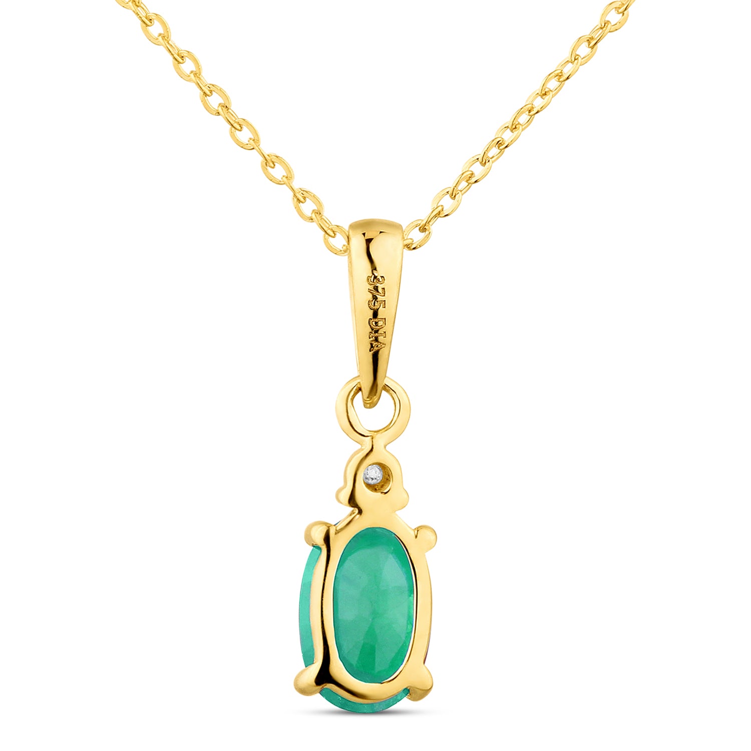 9ct Yellow Gold Emerald and Diamond Pendant