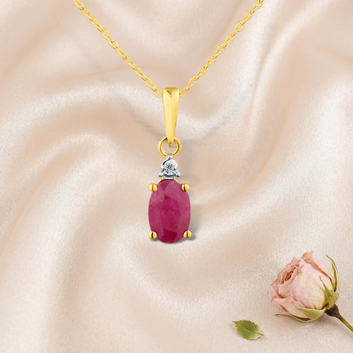 9ct Yellow Gold Ruby and Diamond Pendant