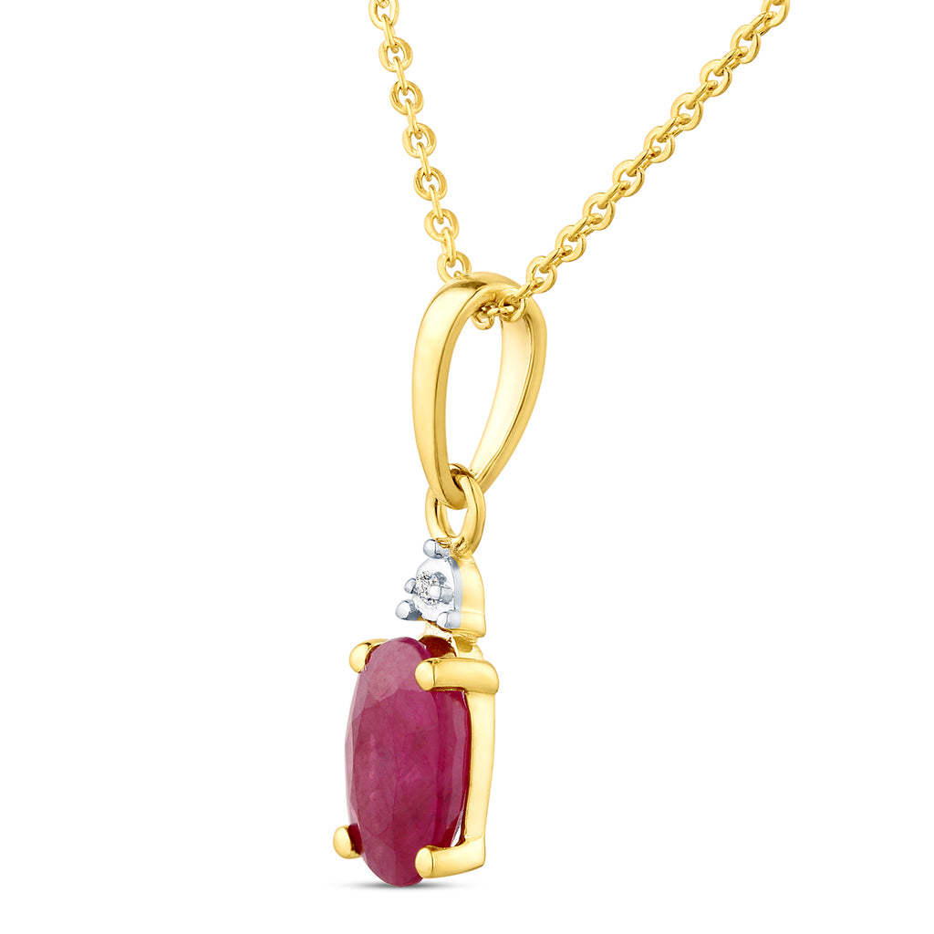 9ct Yellow Gold Ruby and Diamond Pendant