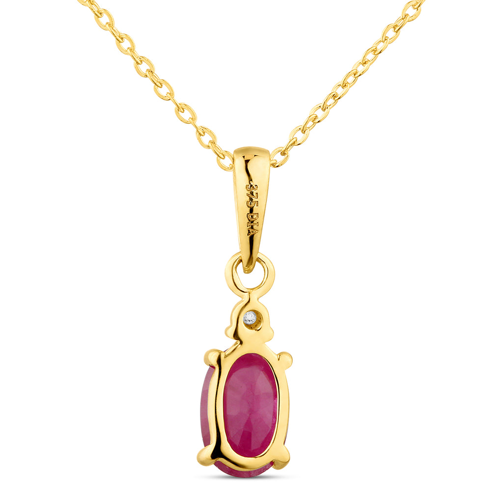 9ct Yellow Gold Ruby and Diamond Pendant