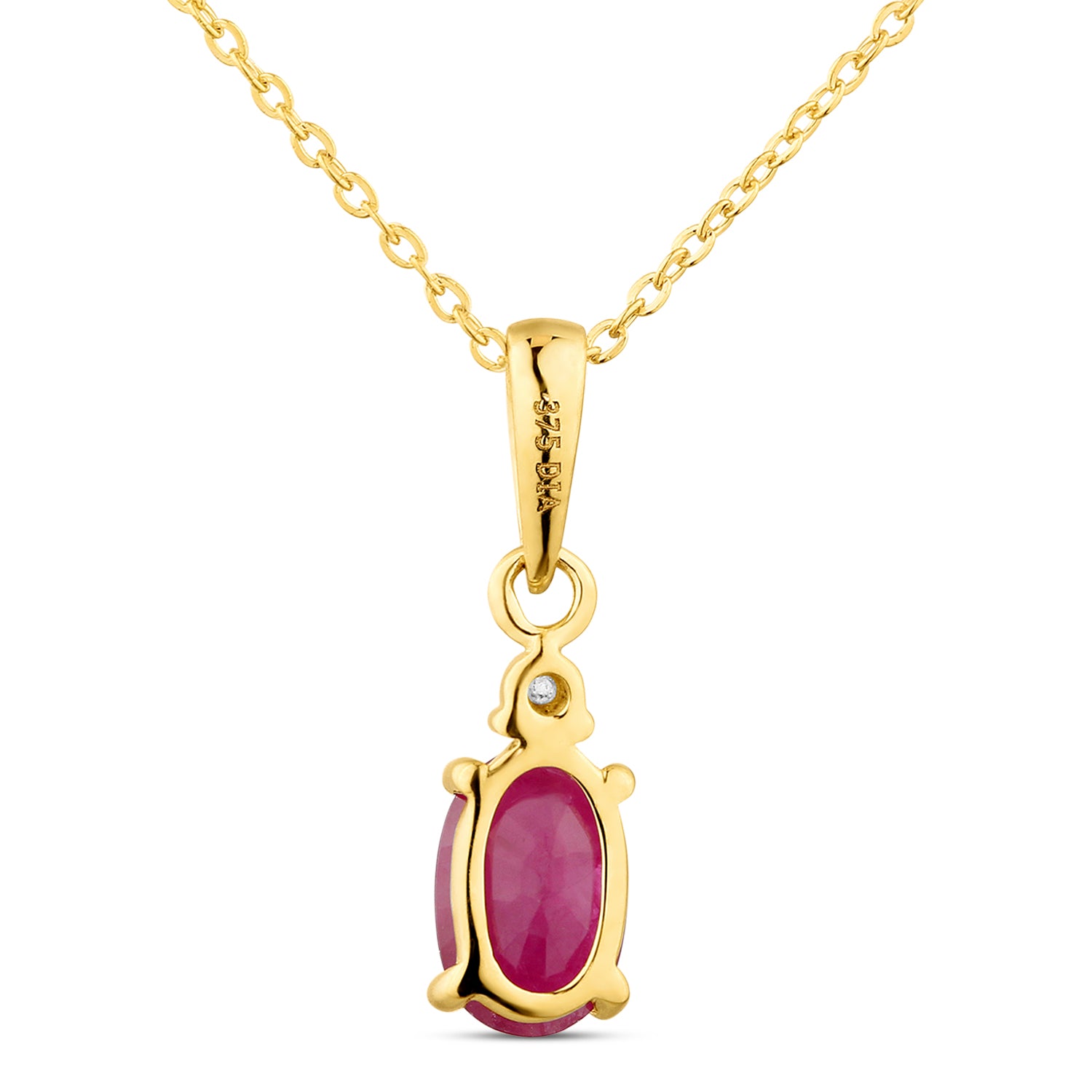9ct Yellow Gold Ruby and Diamond Pendant