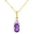 9ct Yellow Gold Amethyst and Diamond Pendant