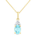 9ct Yellow Gold Blue Topaz and Diamond Pendant