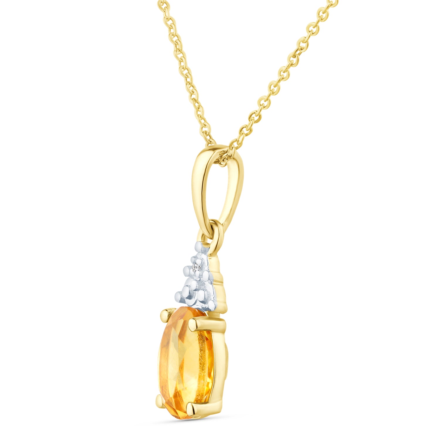 9ct Yellow Gold Citrine and Diamond Pendant