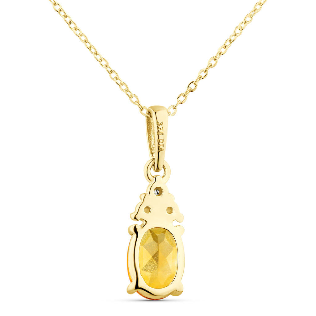 9ct Yellow Gold Citrine and Diamond Pendant
