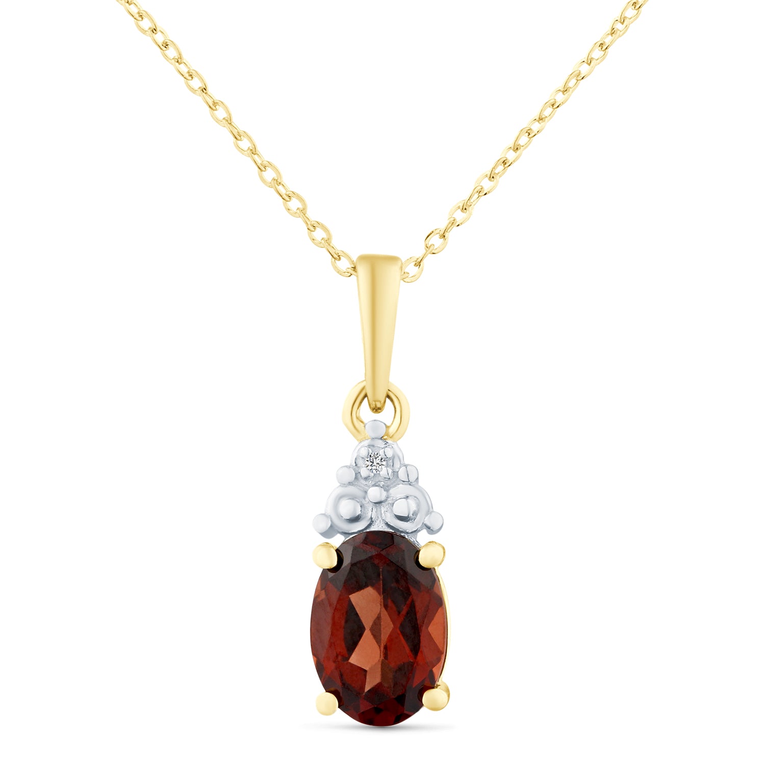 9ct Yellow Gold Garnet and Diamond Pendant