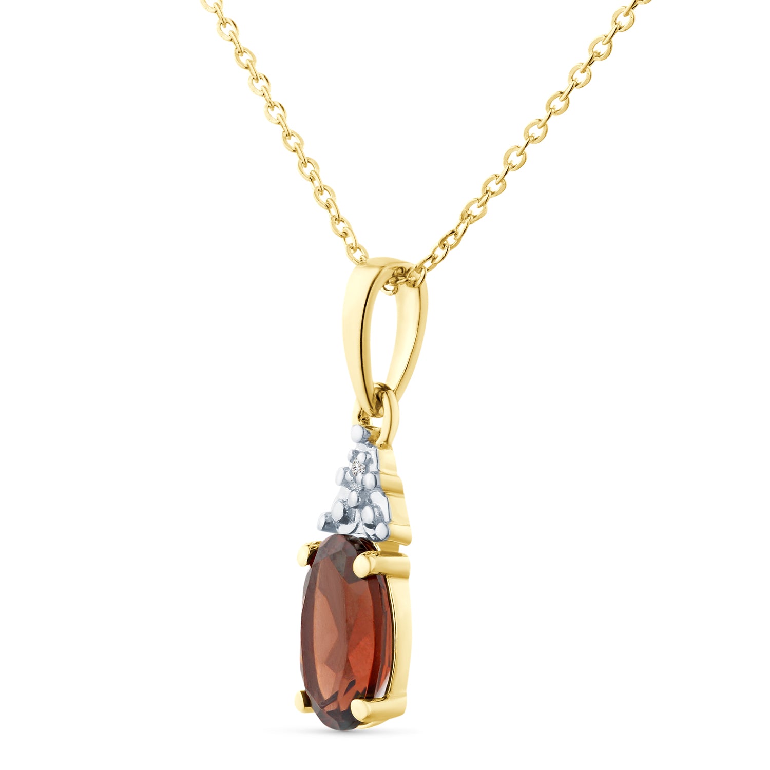 9ct Yellow Gold Garnet and Diamond Pendant