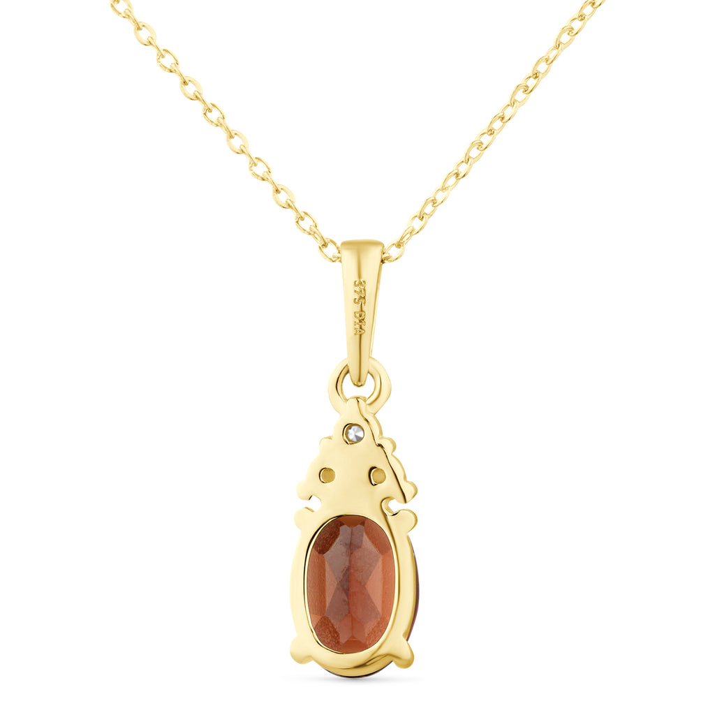 9ct Yellow Gold Garnet and Diamond Pendant