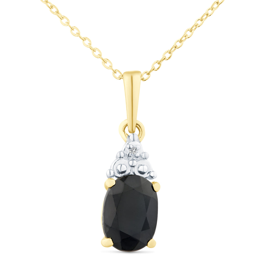 9ct Yellow Gold Sapphire and Diamond Pendant