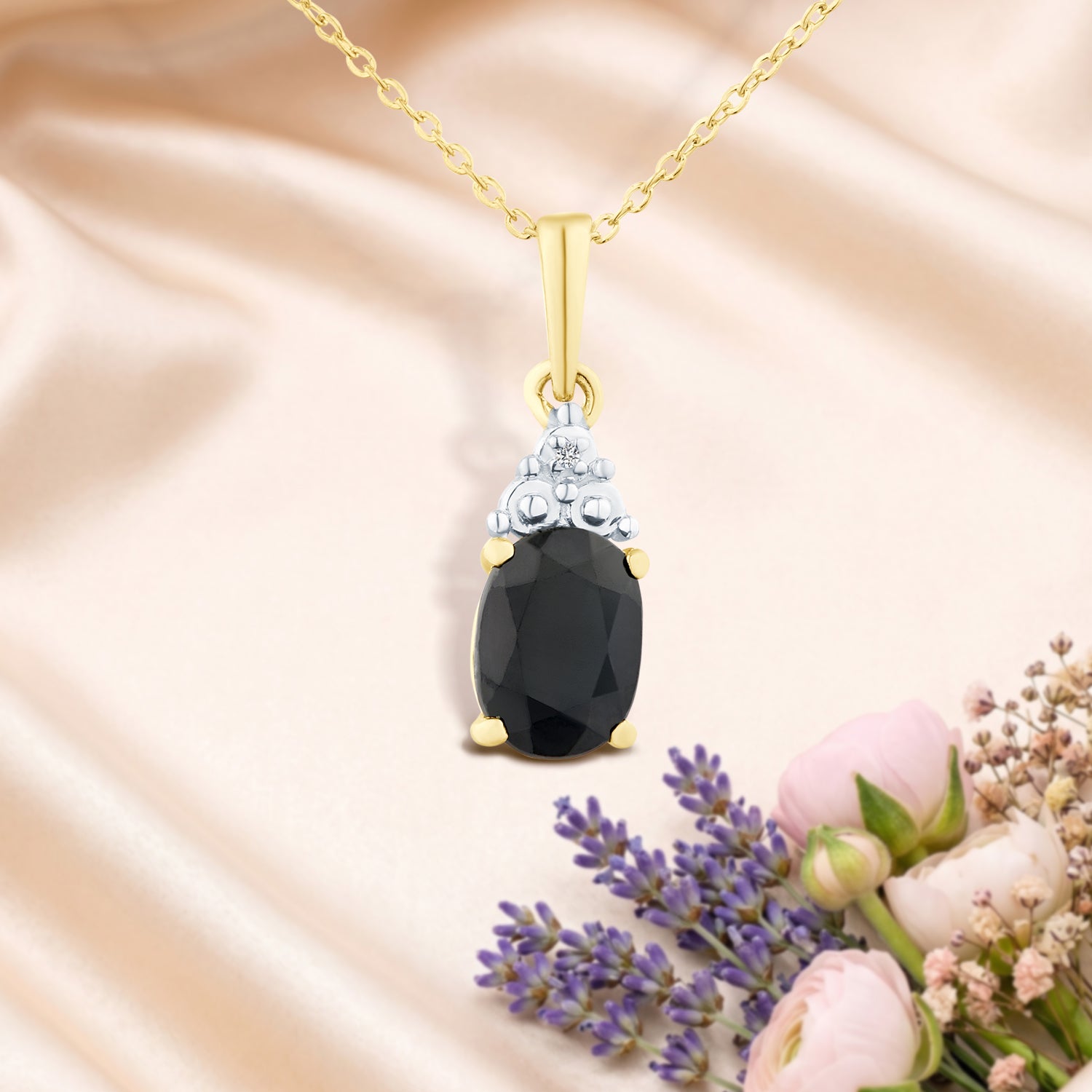 9ct Yellow Gold Sapphire and Diamond Pendant
