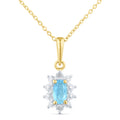 9ct Yellow Gold Blue Topaz and Diamond Cluster Pendant