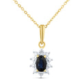 9ct Yellow Gold Sapphire and Diamond Cluster Pendant