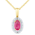 9ct Yellow Gold Ruby and Diamond Halo Pendant