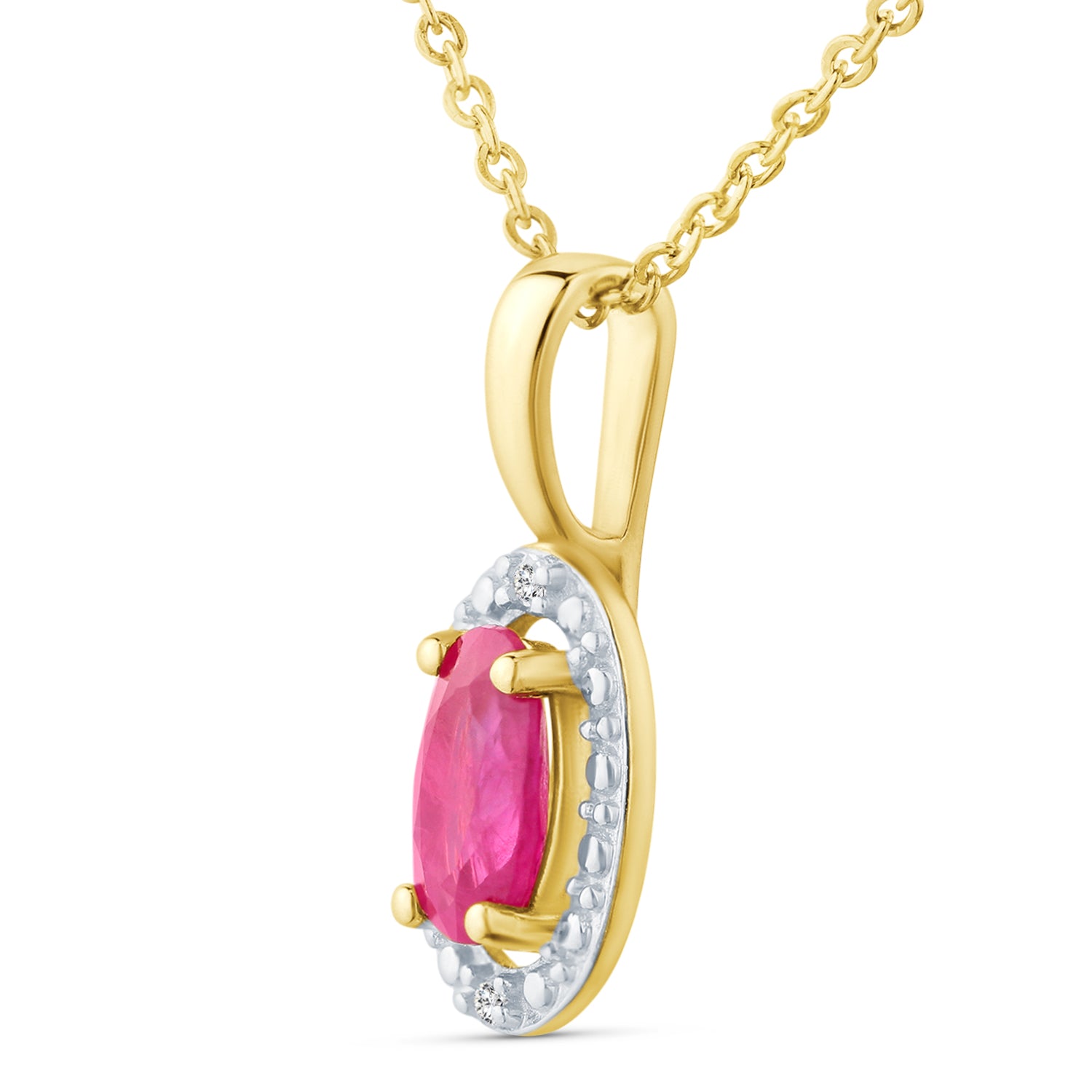9ct Yellow Gold Ruby and Diamond Halo Pendant
