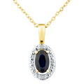 9ct Yellow Gold Sapphire and Diamond Halo Pendant