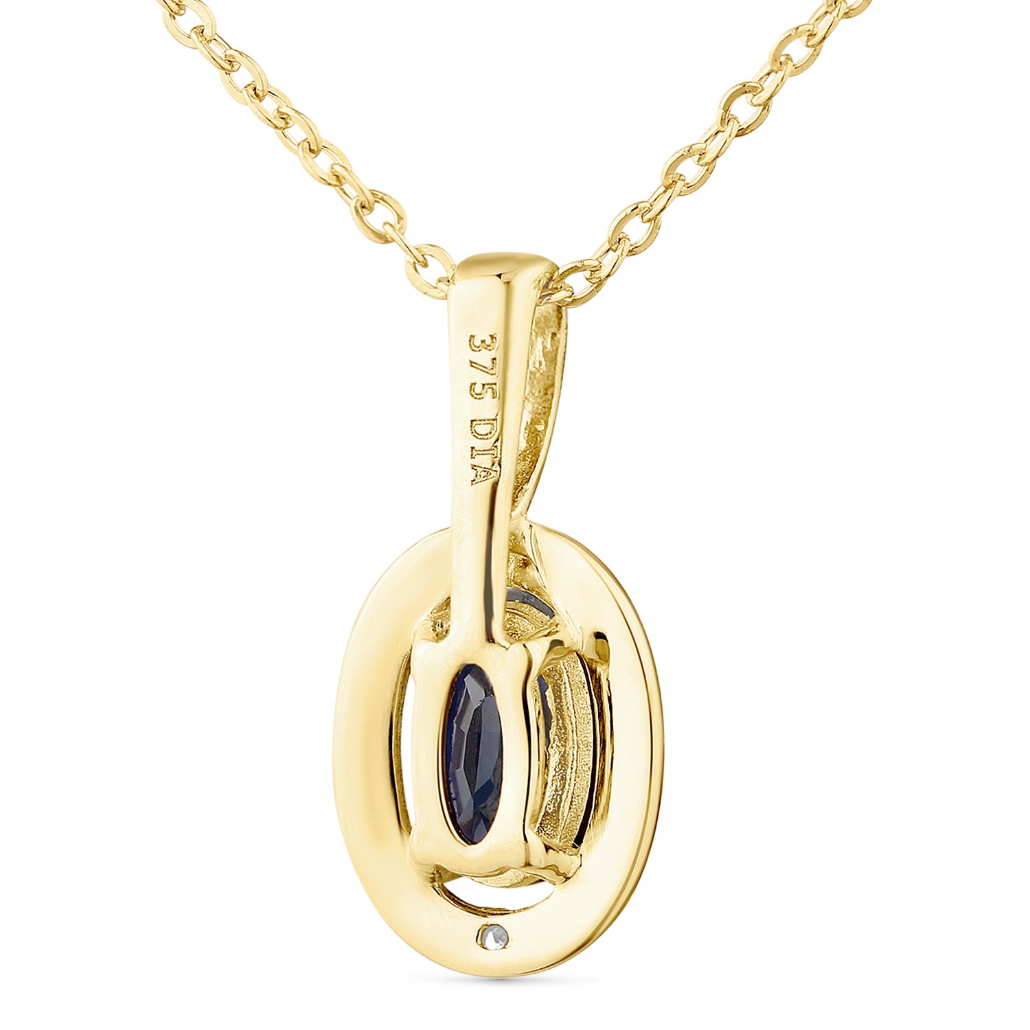 9ct Yellow Gold Sapphire and Diamond Halo Pendant