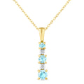 9ct Yellow Gold Blue Topaz and Diamond Stick Pendant