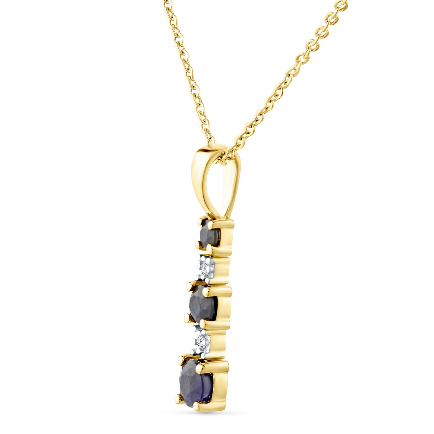 9ct Yellow Gold Sapphire and Diamond Stick Pendant