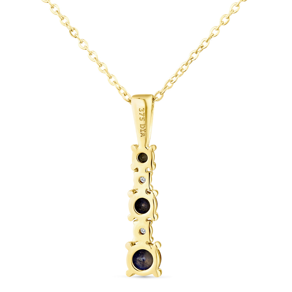 9ct Yellow Gold Sapphire and Diamond Stick Pendant