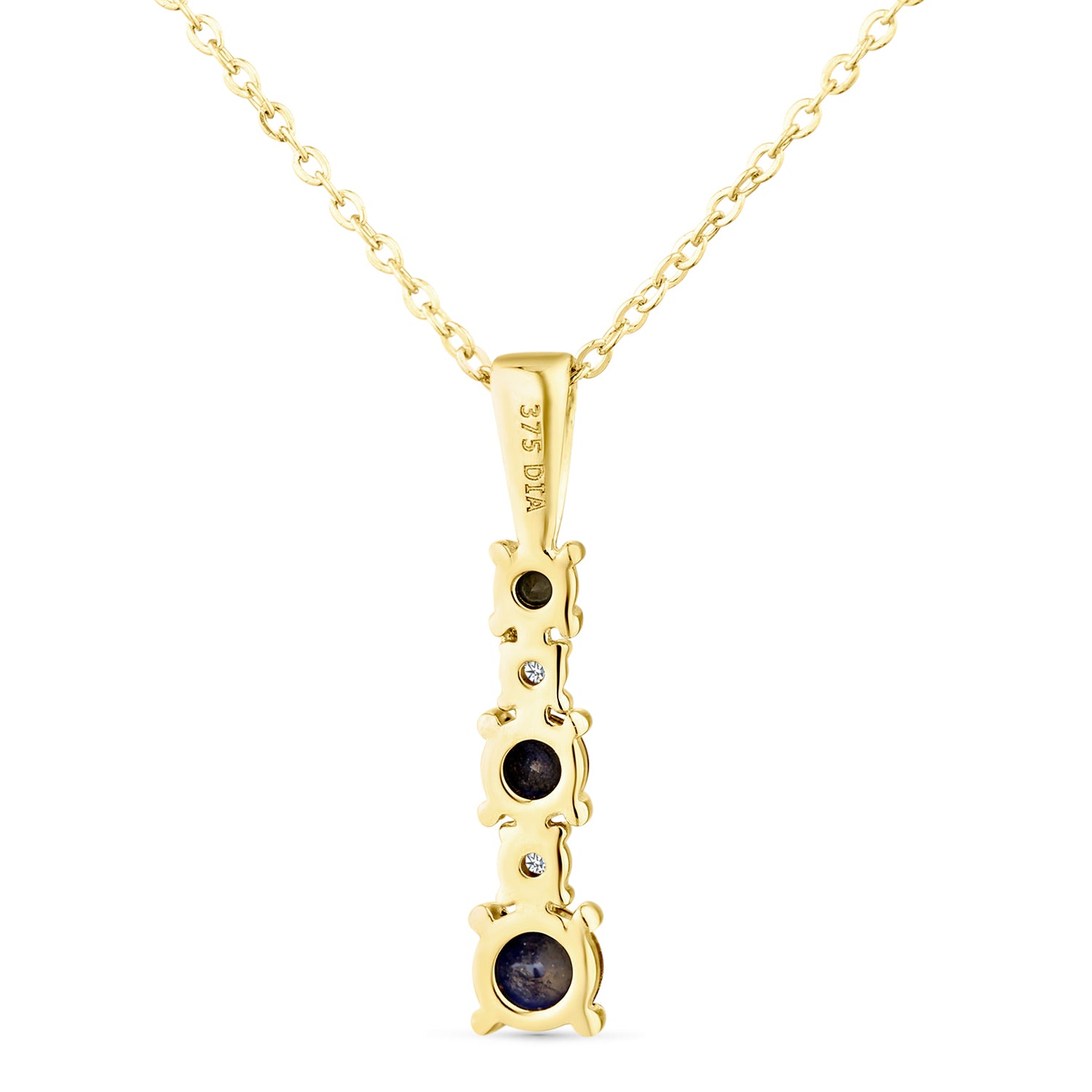 9ct Yellow Gold Sapphire and Diamond Stick Pendant