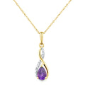 9ct Yellow Gold Amethyst and Diamond Infinity Pendant